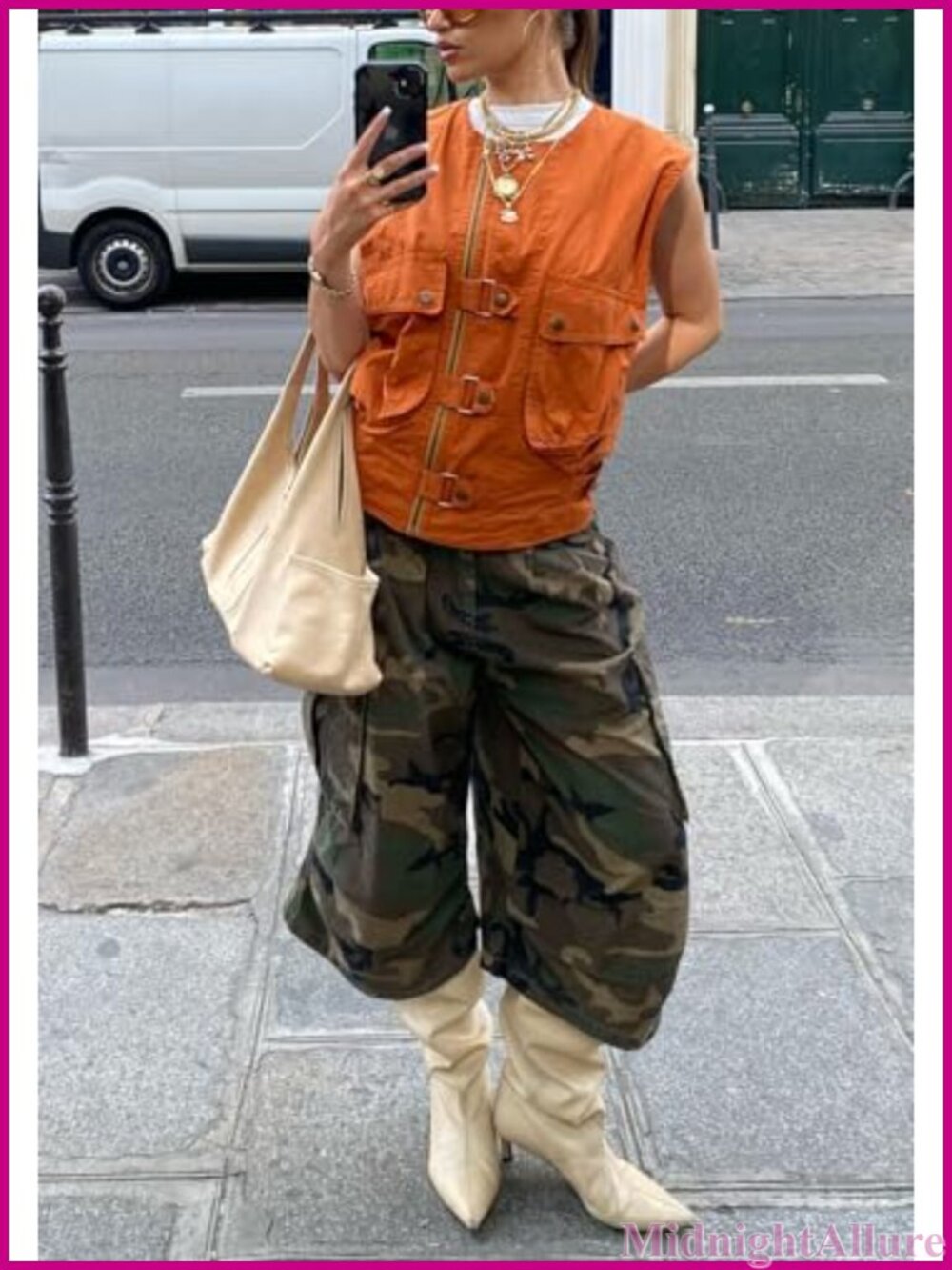 Women's Baggy Cargo Jeans Camo Wide Leg Harem Capri Denim Pants - Picture 3 of 6